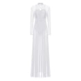 thumbnail image 2 of Zaldita Women Lyrical Dance Dress Sequin Long Sleeve Mesh Tulle Flowy Maxi Dress Modern Contemporary Dancewear White M, 2 of 5