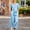 Light Blue, variant on Babysbule Long Pants for Women Women's Solid Pocket Romper Short Sleeve V-neck Belt Loose Overalls Cotton And Linen Jumpsuit