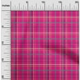 thumbnail image 1 of oneOone Cotton Jersey Fuschia Pink Fabric Madras Check Quilting Supplies Print Sewing Fabric By The Yard 58 Inch Wide, 1 of 4