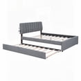 thumbnail image 3 of Gray Teddy Fleece Queen Size Upholstered Platform Bed - Lasting & Romantic, 3 of 20