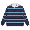thumbnail image 5 of Waffle Striped Polo Shirts for Men Loose Button Turndown Collar Long Sleeve Blouse Top Casual Workout Work Golf Shirts, 5 of 5
