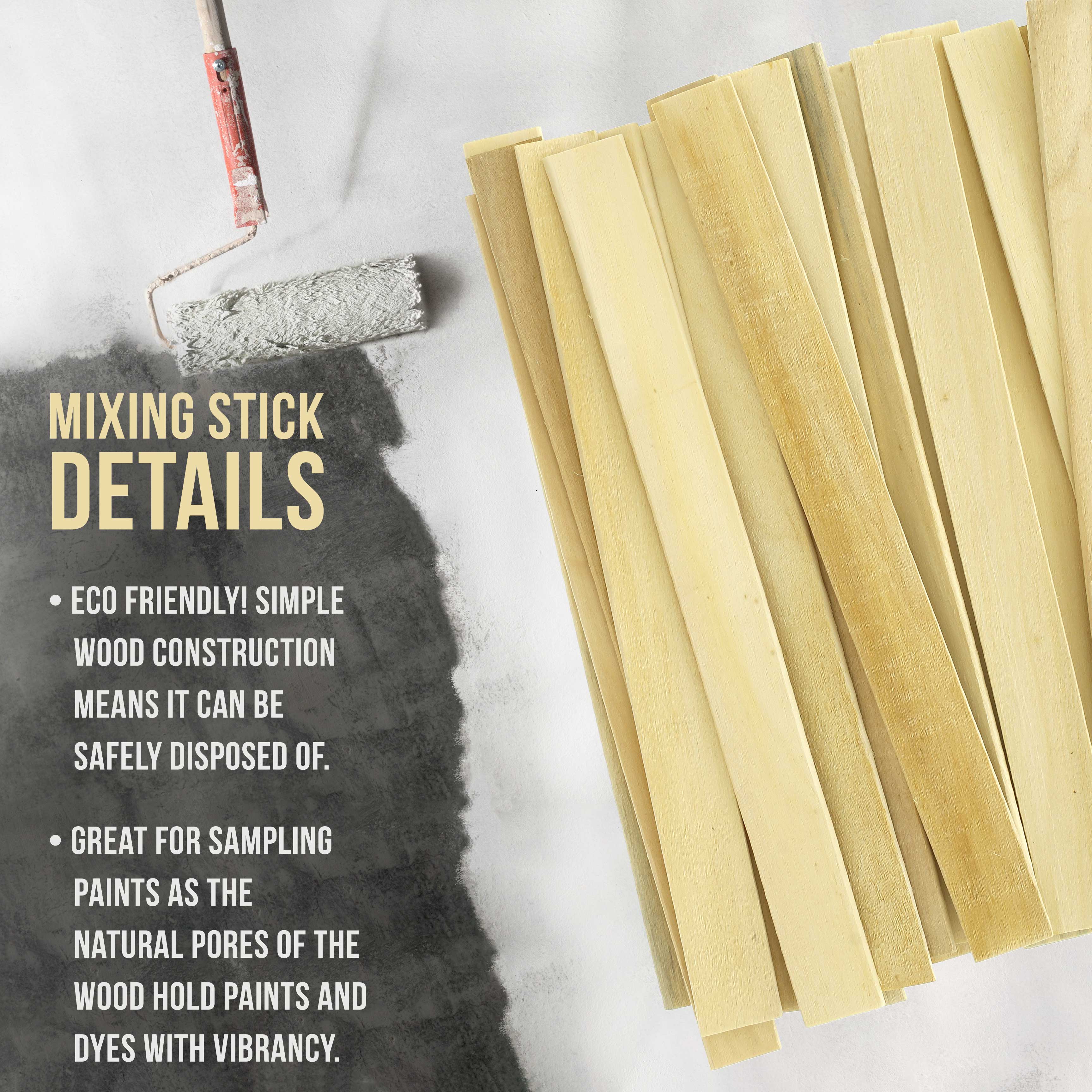 Custom Shop Craft and Paint Sticks - (Pack -100 Sticks) 12 inch Premium Grade Wood Stirrers / Paddles - Use for Wood Crafts - Paddle to Mix Epoxy