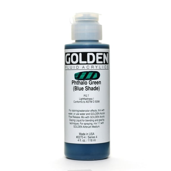 Golden - Fluid Acrylic - 4 oz. Bottle - Pthalo Green (Blue Shade)