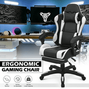 MoNiBloom Swivel Gaming Chair, Reclining Computer Chair with Footrest and Lumbar Support, Adjustable Office Chair with Headrest, Black