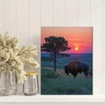 thumbnail image 2 of Qisvanset 12x16 Inch Framed Canvas Wall Art Sunset Tree Side American Bison Landscape Home Canvas Wall Art, 2 of 8