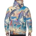 thumbnail image 7 of Rateoe Dolphin Rainbow Horse Pattern Mens Hoodie, Pullover Hooded Sweatshirt, Kangaroo Pocket Hoodie Ideal for Daily Wear, Travel and Home-Medium, 7 of 7