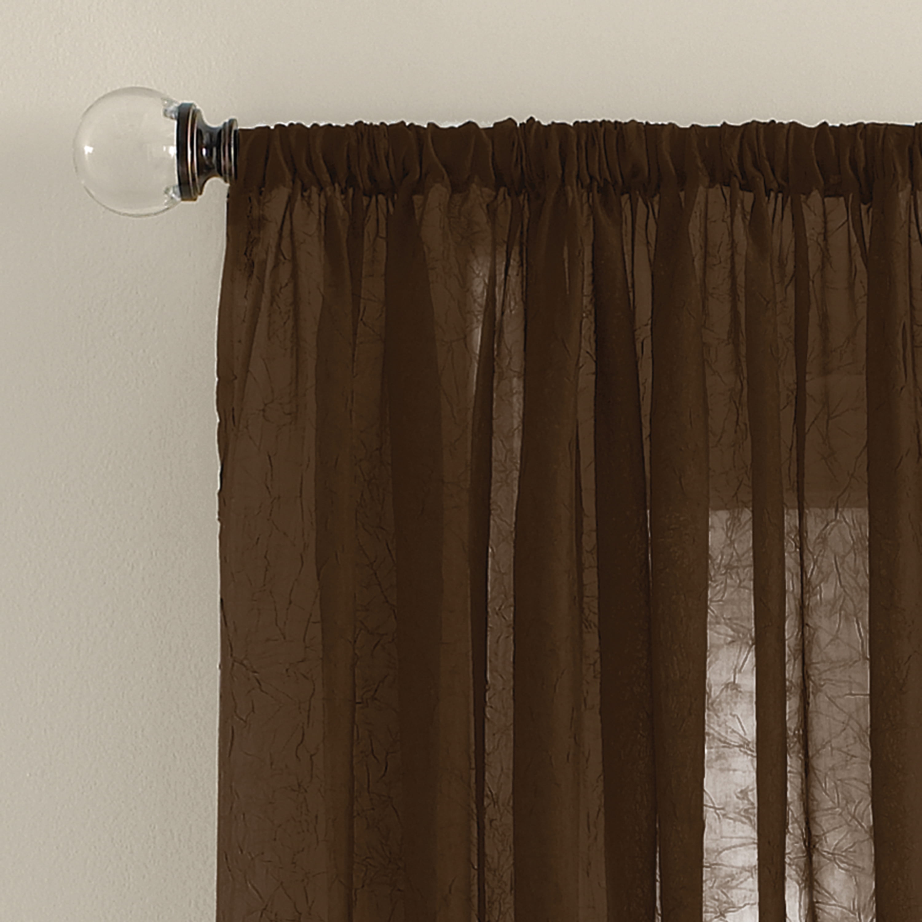 Better Homes & Gardens Crushed Voile Sheer Curtain Panel, 1 Panel, Rich Chocolate, 51"W x 84" L