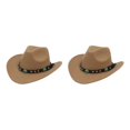 thumbnail image 1 of Jumpingount Fieltro Retro Estilo Occidental De Lana Sintética Para Fiestas Sombrero Occidental Jazzs Estilo Country Para Fechas Estilo Caballero Marrón 2Conjunto, 1 of 1