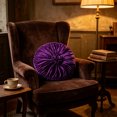 thumbnail image 6 of KITTEHIGM Ruched Velvet Round Throw Pillow with Rosette Center Pleated Circle Decorative Cushion in Multicolor Solid Velvet Accents for Sofa Bed Home Decor, 6 of 6