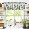 thumbnail image 3 of Winter Christmas Valances for Windows Snowman Berries Squirrel Tree Pine Cones Rod Pocket Curtain Valance Window Treatment Short Curtains for Kitchen Living Room, 60"x14", 3 of 5
