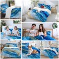 thumbnail image 5 of Abstract Waves Bedding Duvet Cover Set King Size 4 Pieces Retro Blue Gold White Oil Painting Style Bedding Set with Zipper Closure, 1 Comforter Cover 92x106 Inches 1 Flat Sheet & 2 Pillow Cases, 5 of 7