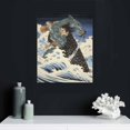 thumbnail image 4 of Nawypu  Japanese Painting Canvas Wall Art Decor  Katsushika Hokusai Landscape General Kamakura and Crocodile Artwork Reproduction Picture Prints Gallery Wrapped Triptych Room Decoration, 4 of 4