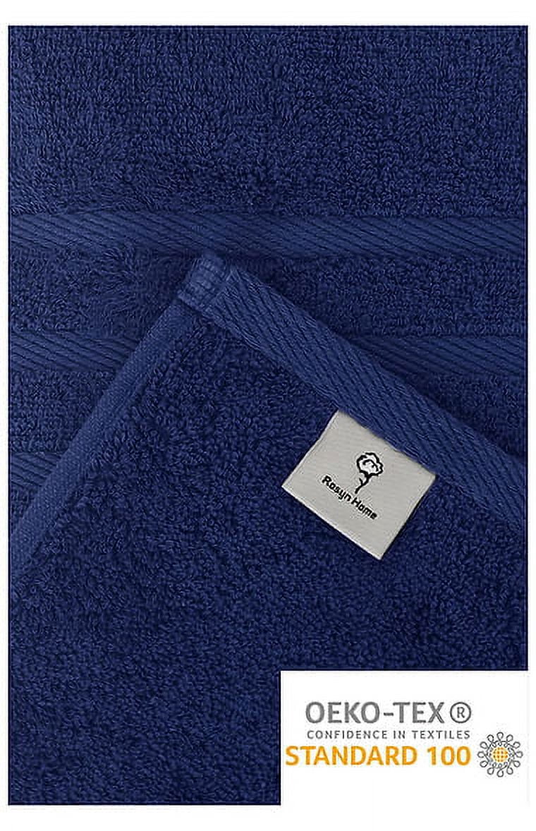 Rosyn Home Hotel Quality 100% Turkish Cotton 6 Piece Bath Towel Set Dark Blue