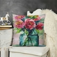 thumbnail image 2 of YINGXI  Vintage Floral Pillow Covers Decorative Throw Pillow Case Rose Flowers Leaves Vase Lettering Painting Pillowcase Cushion Cover for Sofa Bedroom (Rose Flowers Leaves Vase) 20x20in, 2 of 5