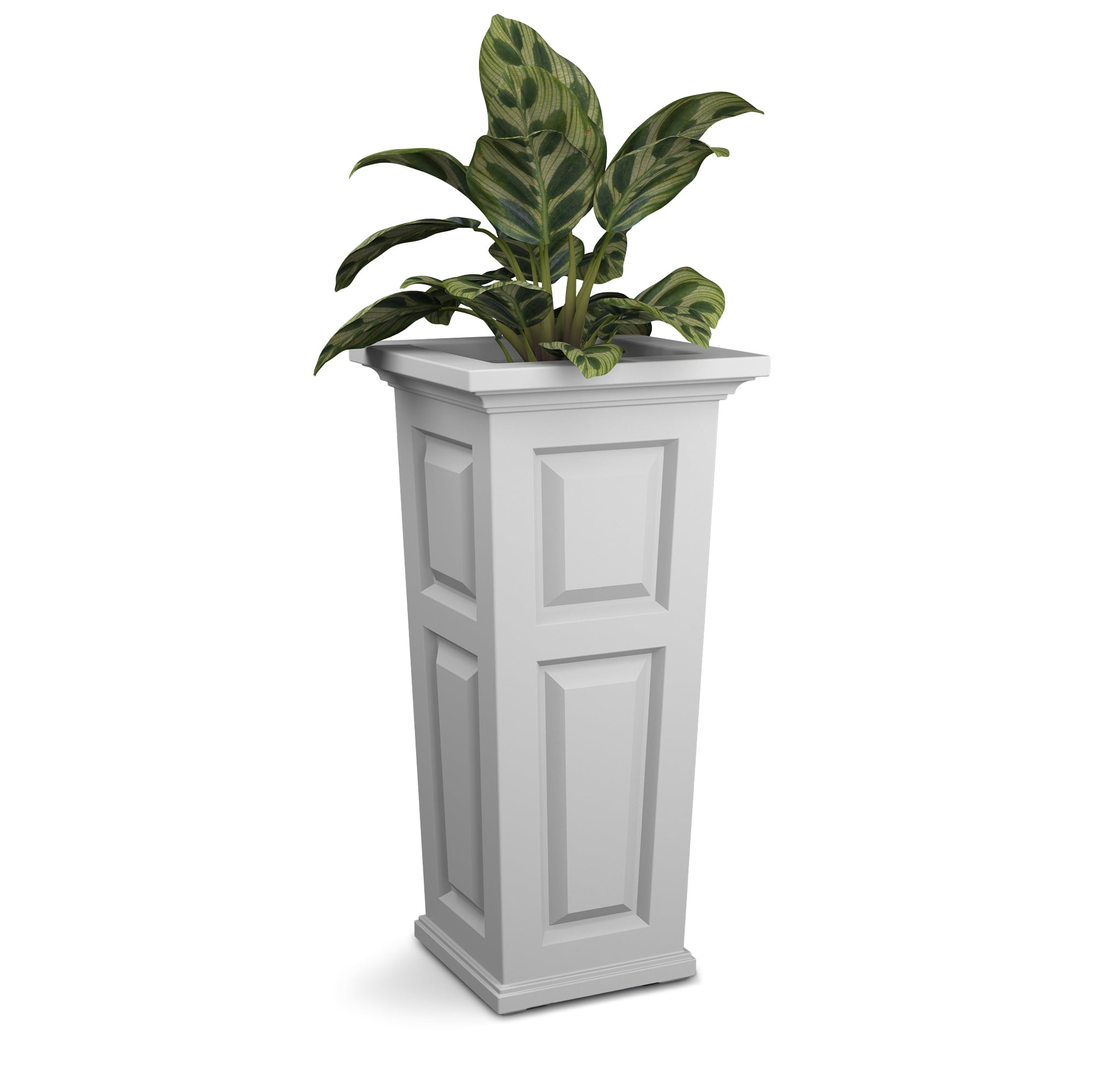 Mayne Nantucket 16" x 16" x 32" Tall Square White Self Watering Plastic Planter