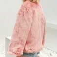 thumbnail image 3 of Women's Winter Fashion Fuzzy Jacket - Long-Sleeve Solid Color Short Faux Fur Coat, Pink, XXXL, 3 of 3