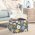 thumbnail image 3 of Yayeee Collapsible Cube Storage Bin with Lid Fabric Closet Decorative Basket with Handles, Navy Floral Pattern, 3 of 7