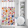 thumbnail image 4 of No Hook Shower Curtain with Built-in Rings - Watercolor Wild Flowers Print Washable Waterproof Fabric Bathroom Curtains for Hotel,Rentals, Stall 36 X 72 Inch , Boho Floral, 4 of 9