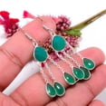 thumbnail image 3 of Emerald (Simulated) Gemstone 925 Sterling Silver Handmade Earring 2.15" E153, 3 of 4