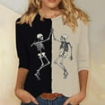 thumbnail image 2 of MaFYtyTPR Halloween Top for Women Ladies' Fashion Halloween Printed Round Neck 3/4 Sleeve Loose T-shirt Tops, 2 of 5