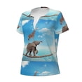 thumbnail image 2 of Naloa Elephant Giraffe Print T-Shirts Short Sleeve V Neck Tees for Women Fashion Tops Trendy Lightweight Soft Casual Summer Outfits Clothes, 2 of 5