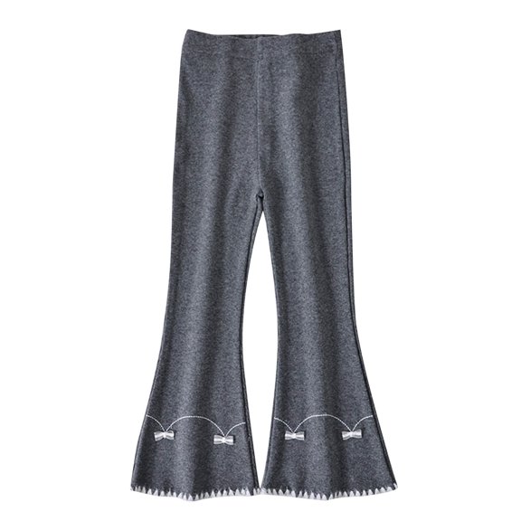 UQJfacai Girls Flare Leggings Kids Stretch Yoga Pants Bell Bottoms Flared Leg Elastic Waist Ribbed Tights with Bow Embroidery 1-14 Years