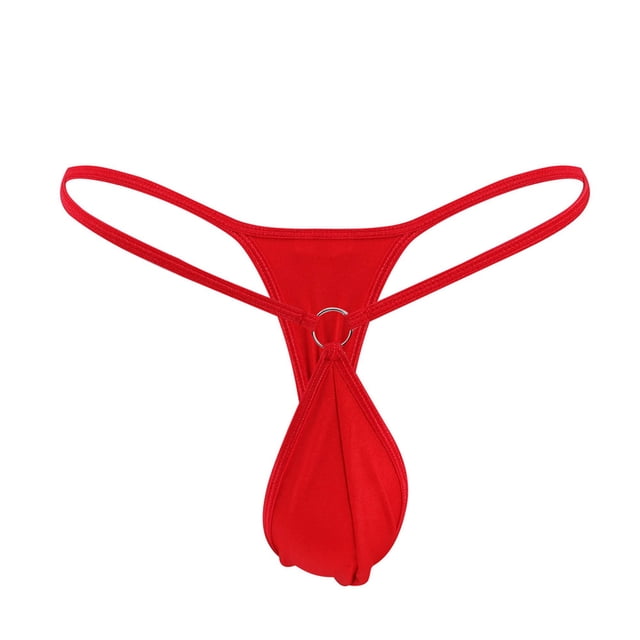 Sexy Mini hombres Tanga personalidad aro moda cintura baja T pantalones traje de baño ropa interior Pompotops qyievc5616