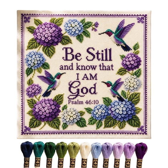 NANDIYNZHI Embroidery Kit,Hydrangea Embroidery Kits for Beginner Adults Cross Stitch Kit with Stamped Pattern Include Cloth Hoops Threads Needles,Embroidery Kit for Beginners,Style A