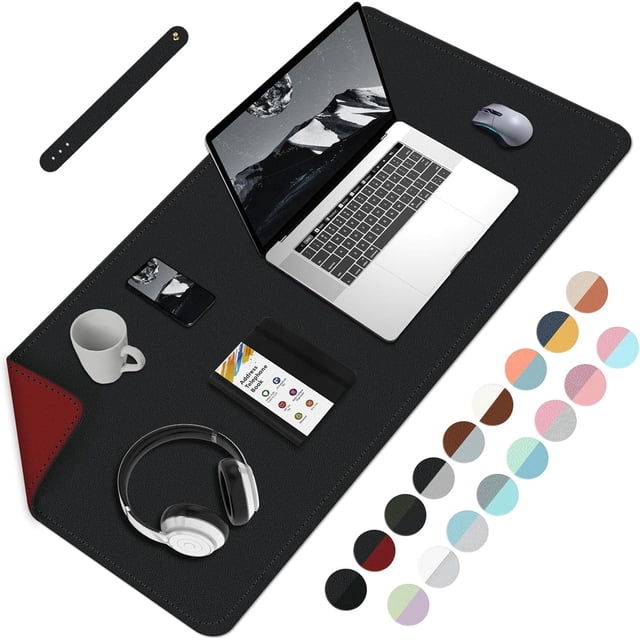 Multifunctional Large Desk Mat Double Sided Computer Desk pad Extended Mouse Mat Office Desk Protector with PU Leather .;;脳.;; Office Home Writing Pad (+