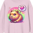 thumbnail image 2 of Capybara Heart Emoji Women's Cradle Pink Crew Neck Long Sleeve Sweatshirt-XXL, 2 of 3