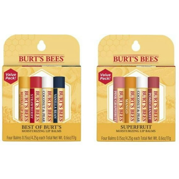 Burt's Bees 100% Natural Moisturizing Lip Balm, Original AND Burt's Bees 100% Natural Moisturizing Lip Balm, Superfruit - 8 Tubes