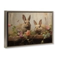 thumbnail image 2 of Easter Bunnies with Garden Blooms Brown Floating Frame Canvas Art, 25 x 17, Made In USA, 2 of 8
