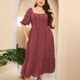 thumbnail image 5 of Casual Dresses for Women Solid Color Plus Size Crewneck Short Sleeve Swing Dress Ladies Soft Beach Summer Dresses, 5 of 8