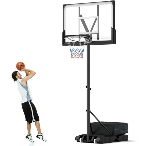 Système Extérieur de Panier de Basketball Goplus avec Panneau Arrière en PC Incassable de 45 Pouces et Roues