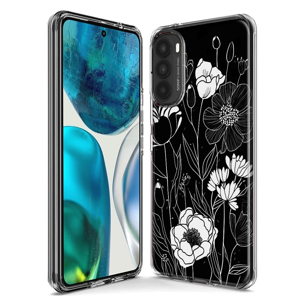 MUNDAZE Motorola Moto G Fast Line Drawing Art White Floral