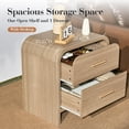 thumbnail image 3 of Vintagearth Nightstand 24" Tall Modern Curved Bedside Table, FSC-Certified Wood End Table, 2 Drawer Storage, Oak, 3 of 10