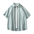 thumbnail image 2 of WREESH Men's Loose Casual Button Down Shirts Fashion Plaid Turn-Down Collar Short Sleeve Pocket Shirt with Stylish Plaid Pattern Light Blue, 2 of 8