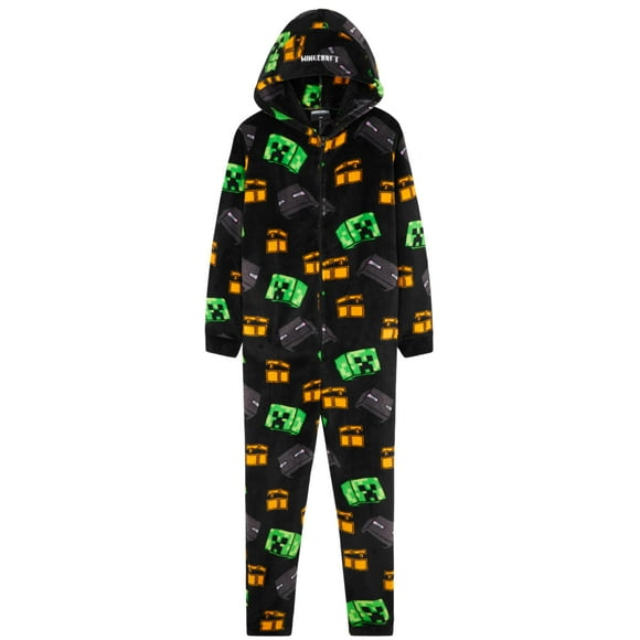 Pijama Minecraft para niños, de forro polar, con capucha, de 13 a 14 años