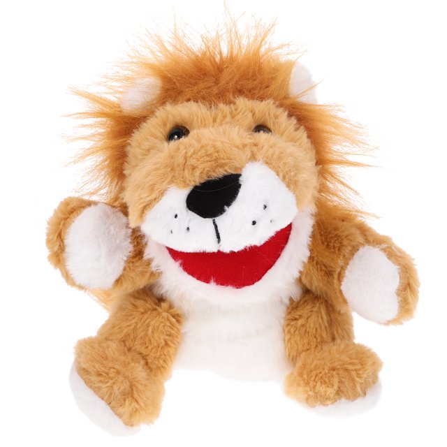 KAKOWELY Marioneta de mano de león de peluche, juguete interactivo para contar historias, juguete de peluche de animal de peluche
