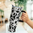 thumbnail image 5 of 40oz Cow Print Tumbler with Handle - Insulated Stainless Steel Travel Mug, Coffee Cup - Great Gift for Women, 5 of 6