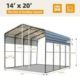 thumbnail image 3 of EROMMY 14'x20' RV Carport, Heavy Duty Car-Port with Reinforced Metal Frame, Weather-Resistant Galvanized Steel Roof Shelters, Outdoor Car-Shed for 2 Vehicles, Truck, Boat and SUV, Gray, 3 of 7