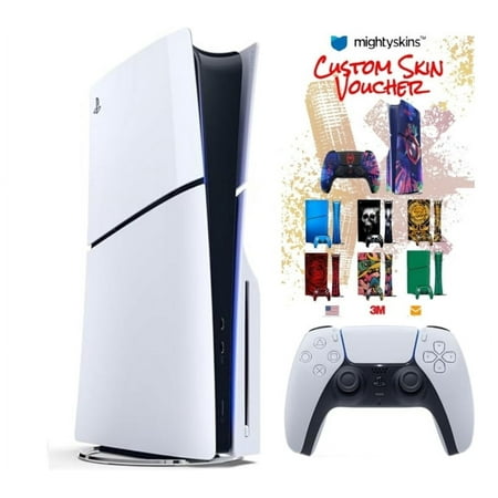 Sony Playstation 5 (PS5) Disc Console Slim Disc Slim Video Game Console and Mightyskins Custom Skin Voucher -Limited Bundle - (Ps5 Disc Slim Console)