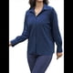 thumbnail image 2 of Blusa Elegante de Larga para Mujer, Estilo Informal, con Cuello Abotonado y Plisada Al Frente. Azul Marino XL, 2 of 7