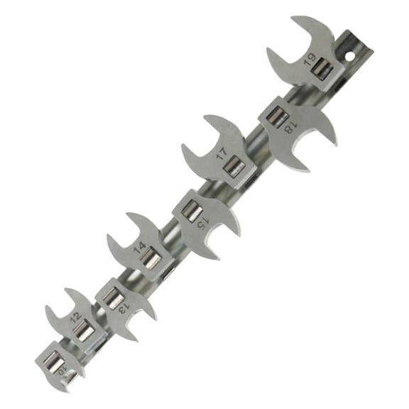 yotijay 8 Pieces 3/8" Drive Crowfoot Wrench Set with Clip on Organizer Hand Tool Hard to