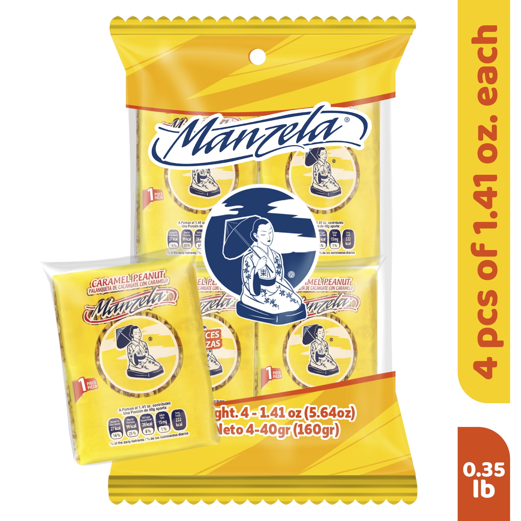 Manzela 'Palanqueta' 4 Count-Candy Peanut Brittle of 40g/1.41oz