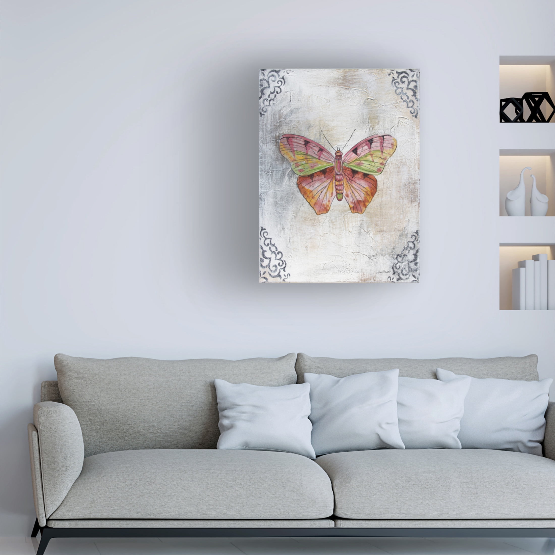 Canvas Wall Art - Jean Plout 'Textured Watercolor Wings B' Wall Art for Living Room, Bedroom, or Office Décor by Trademark Fine Art - 35 x 47 Inches