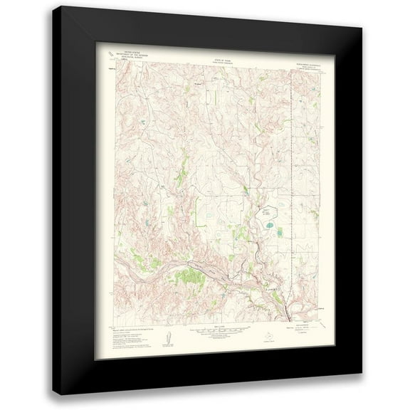 USGS 12x14 Black Modern Wood Framed Wall Art Titled - Roach Ranch Texas Quad - USGS 1963