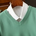 thumbnail image 4 of TFEOQRY Men's V Neck Sweater Lightweight Knit Long Sleeve Solid Color Casual Pullover Fall Winter Top Green, 4 of 5