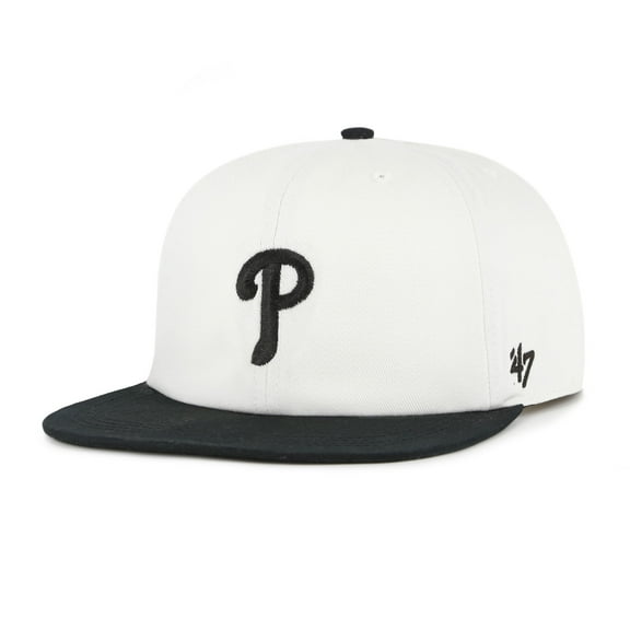 Men's '47 White/Black Philadelphia Phillies Foundation Captain Snapback Hat