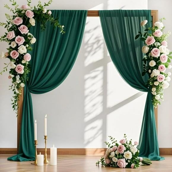 Tela de cortina para arcos de boda MLMW 74x610 cm Esmeralda
